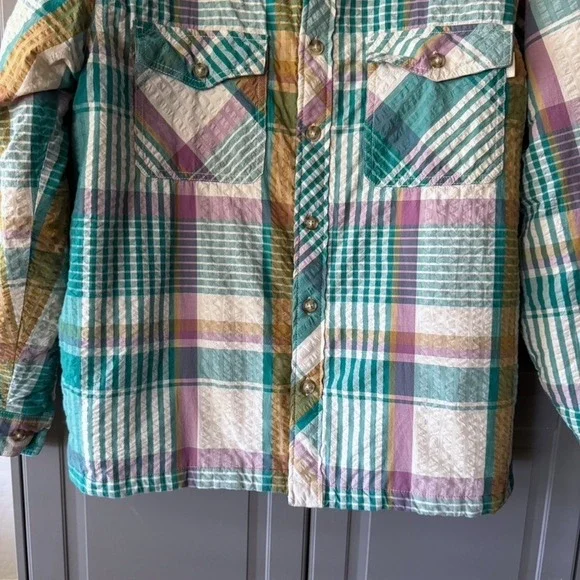 UO Men's Eclectic Grandpa Skater Plaid Seersucker Shirt Jacket,Multi, L - Picture 5 of 16